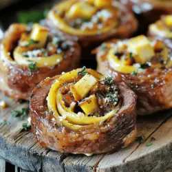 French Onion Steak Pinwheels sind ein köstlicher Snack. Sie kombinieren zartes Steak mit süßen, karamellisierten Zwiebeln und cremigem Käse. Diese Kombination macht sie zu einem perfekten herzhaften Snack für jede Gelegenheit.