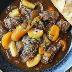 Die Hauptzutaten für das Beef Carbonnade Stew sind einfach, aber wichtig. Zuerst brauchst du 800 Gramm Rindfleisch. Fleisch von der Schulter oder dem Nacken ist am besten. Es hat genug Fett, um beim Kochen zart zu werden.