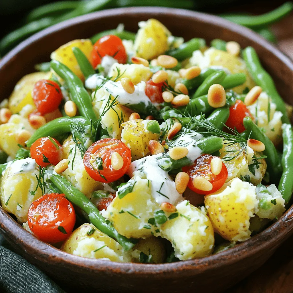 Für den Krispy Herb Smashed Potato Salad sind frische und einfache Zutaten wichtig. Du benötigst 1 kg kleine festkochende Kartoffeln. Diese Kartoffeln halten ihre Form gut und bieten die perfekte Basis. Außerdem kommen 100 g grüne Bohnen, 100 g Cherrytomaten und 2 Frühlingszwiebeln in die Schüssel. Diese Zutaten bringen Farbe und Geschmack.
