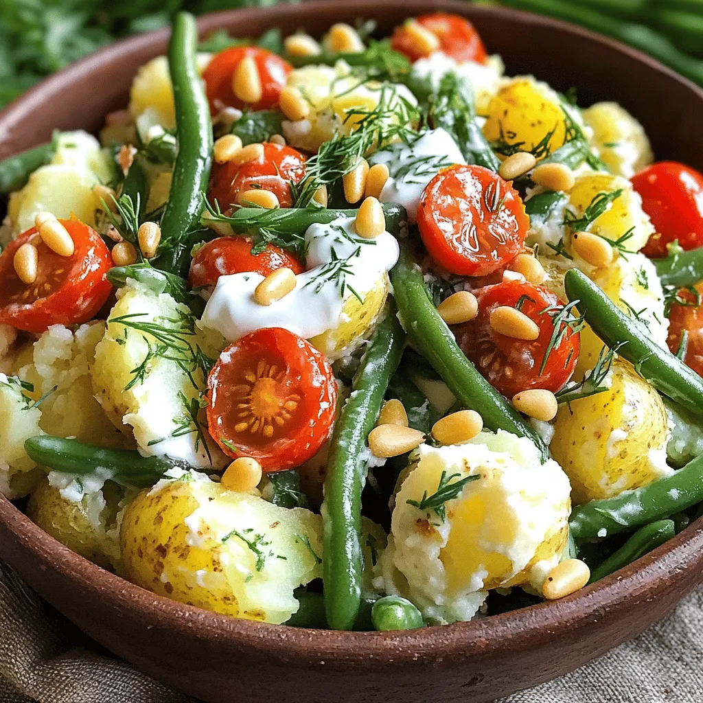 Für den Krispy Herb Smashed Potato Salad sind frische und einfache Zutaten wichtig. Du benötigst 1 kg kleine festkochende Kartoffeln. Diese Kartoffeln halten ihre Form gut und bieten die perfekte Basis. Außerdem kommen 100 g grüne Bohnen, 100 g Cherrytomaten und 2 Frühlingszwiebeln in die Schüssel. Diese Zutaten bringen Farbe und Geschmack.