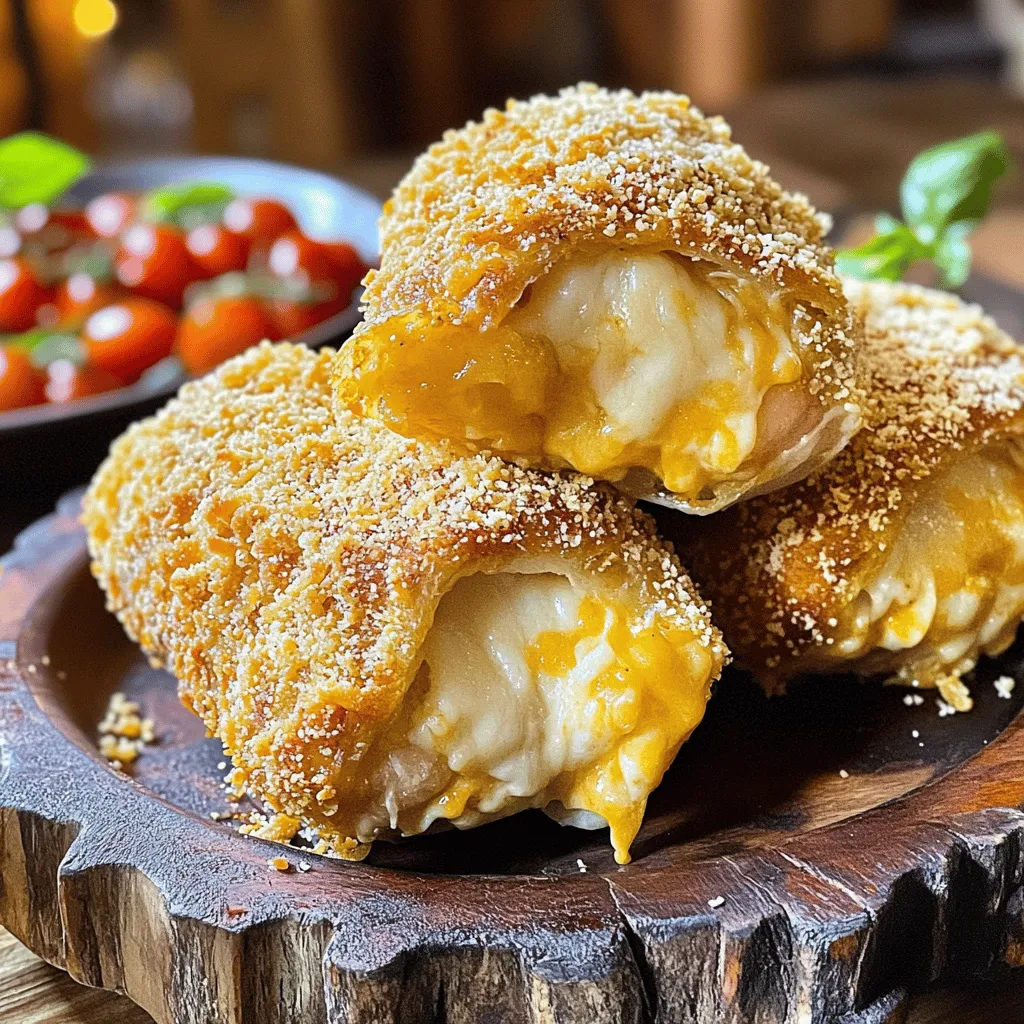 Um Chicken Parmesan Pillows zuzubereiten, benötigst du einige einfache Zutaten. Du brauchst 500 g Hähnchenbrustfilet, 200 g Mozzarella-Käse, 100 g Parmesan-Käse, 1 Tasse Semmelbrösel, 2 verquirlte Eier, 1 TL Knoblauchpulver, 1 TL italienische Kräuter, Salz, Pfeffer, 1 Packung Blätterteig und 1 Tasse Tomatensoße. Frisches Basilikum dient als schöne Garnitur.