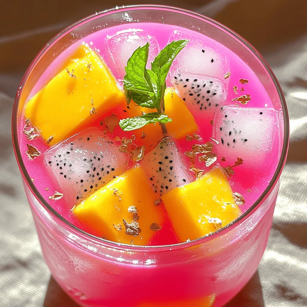 Um Mango-Dragonfruit-Limonade zu machen, brauchst du frische Zutaten. Diese sind wichtig für den vollen Geschmack. Du benötigst: