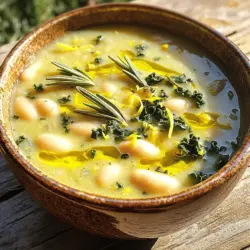 Die Zitronen-Rosmarin-Bohnensuppe hat frische und einfache Zutaten. Die Hauptzutat sind weiße Bohnen. Ich empfehle Cannellini oder Navy-Bohnen. Sie sind weich und cremig. Diese Bohnen sind voll mit Eiweiß und Ballaststoffen. Das macht sie gesund und sättigend.