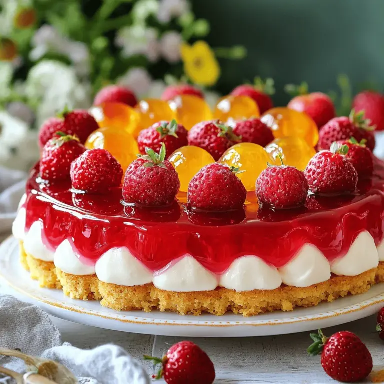 Die Zutaten für die Oster-No-Bake-Jelly-Torte sind einfach und frisch. Du brauchst: