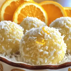 Orange Blossom Delight Balls sind süße, kleine Leckerbissen. Sie bestehen aus wenigen einfachen Zutaten. Diese Bällchen verbinden den Geschmack von Mandeln und Kokosnuss. Die orangefarbenen Zeste und das Orangenblütenwasser bringen eine frische Note.