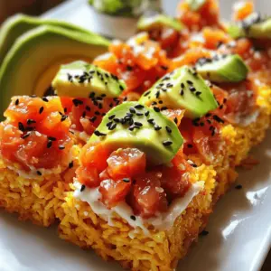 Um Spicy Tuna Crispy Rice zuzubereiten, brauchst du einige einfache Zutaten. Du benötigst 2 Tassen Sushi-Reis, 2 ½ Tassen Wasser, ½ Teelöffel Salz, 1 Esslöffel Reisessig und 1 Esslöffel Zucker. Für die Füllung sind 1 Pfund sashimi-frischer Thunfisch, 2 Esslöffel Mayonnaise, 1 Esslöffel Sriracha, 2 grüne Zwiebeln und 1 Avocado wichtig. Außerdem brauchst du 1 Esslöffel Sesamöl, 1 Esslöffel Sojasauce, Panko-Brösel und schwarze Sesamsamen zur Garnierung.