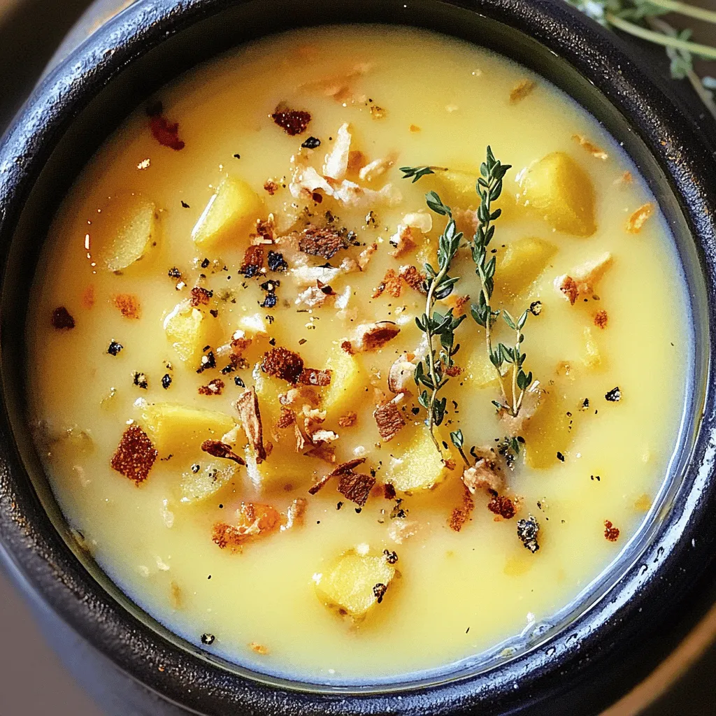 Die Zutaten für Kartoffelsuppe sind einfach und lecker. Die Basis sind festkochende Kartoffeln. Ich benutze etwa 800 g. Diese Kartoffeln geben der Suppe die richtige Konsistenz. Für den Geschmack füge ich 200 g gewürfelten Speck hinzu. Er macht die Suppe herzhaft und reichhaltig.