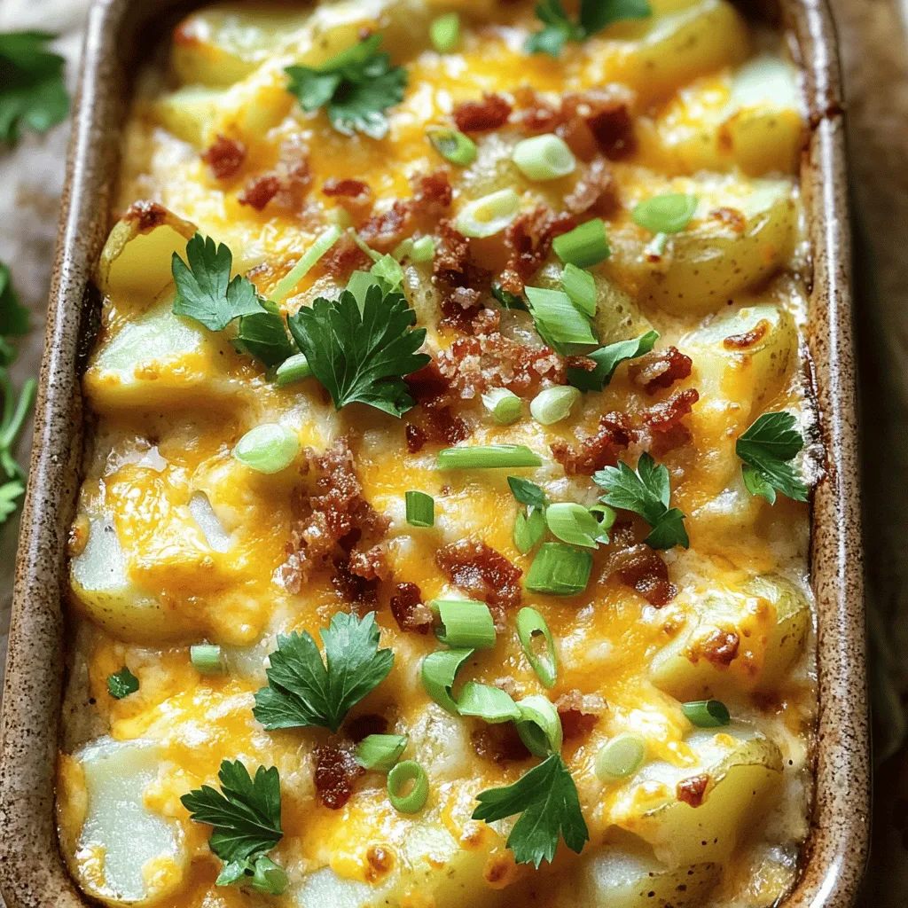 Die Zutaten für Mississippi Mud Potatoes sind einfach und lecker. Du brauchst 6 mittelgroße Kartoffeln. Diese solltest du schälen und würfeln. Kartoffeln backen macht viel Spaß und ist einfach.