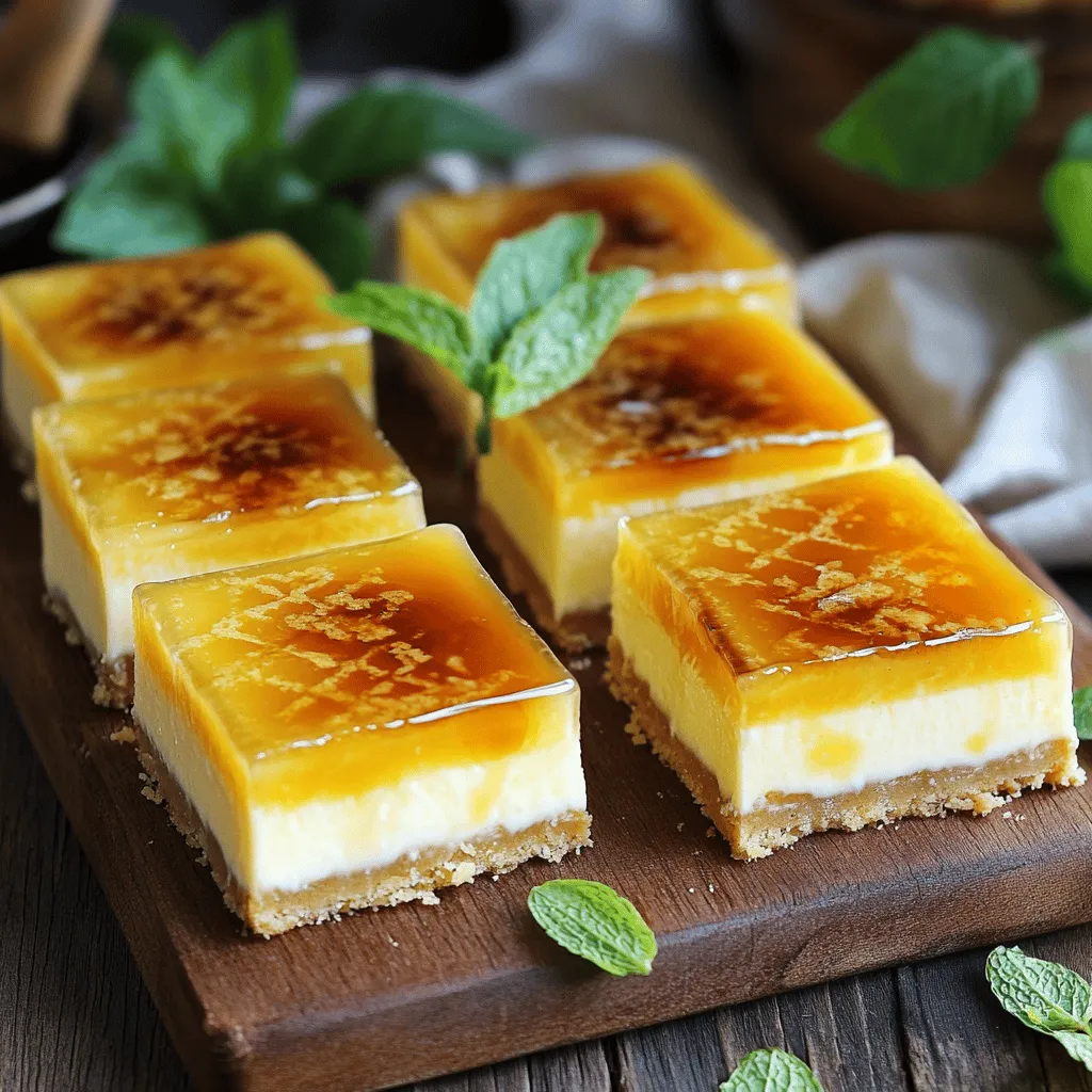 Um Crème Brûlée Cheesecake Bars zu machen, brauchst du einige Zutaten. Du benötigst 200 g zerbröselte Digestive-Kekse und 100 g geschmolzene Butter für den Boden. Für die Füllung benutze 600 g Frischkäse, 150 g Zucker und 3 große Eier. 200 ml Schlagsahne, 1 Teelöffel Vanilleextrakt und eine Prise Salz runden die Mischung ab. Für das Karamell brauchst du 2 Esslöffel braunen Zucker.