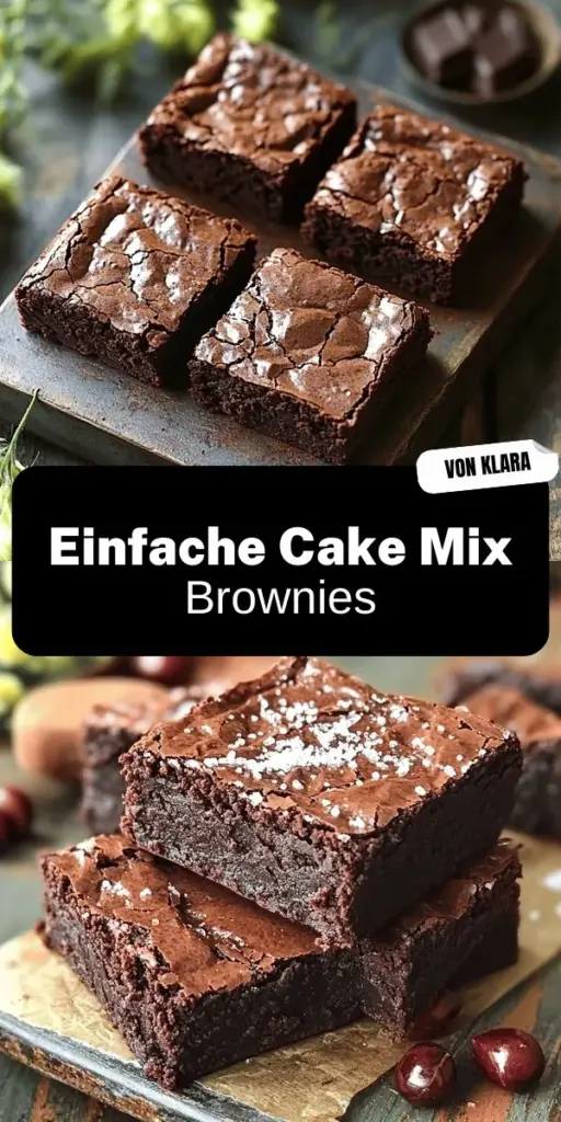 Entdecke, wie einfach du leckere Cake Mix Brownies zubereiten kannst! In unserem Artikel findest du die besten Tipps für die perfekten Brownies, einschließlich der benötigten Zutaten, Zubereitung und Backzeit. Lass dich inspirieren von tollen Variationen und kreativen Serviervorschlägen für jeden Anlass. Klicke jetzt, um unser vollständiges Rezept zu erkunden und deine eigenen unwiderstehlichen Brownies zu kreieren!