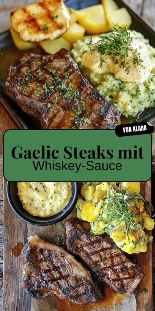 Entdecken Sie das köstliche Rezept für Gaelic Irish Steaks mit Whiskey Cream und Colcannon! Dieses Gericht kombiniert zartes Steak mit einer cremigen Whiskey-Sahne-Sauce und dem traditionellen irischen Colcannon, der aus Kartoffeln und Kohl besteht. Lernen Sie die besten Marinade-Techniken und Zubereitungsschritte kennen, um ein unvergessliches Dinner zu zaubern. Klicken Sie jetzt, um die vollständigen Rezepte und Tipps zu erkunden!