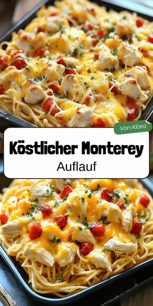 Entdecke das einfache Rezept für Monterey Chicken Spaghetti Bake, das sich perfekt für ein Familienessen eignet! Mit zartem Hähnchen, cremiger Soße und schmelzendem Käse ist dieser Auflauf ein wahrer Genuss. Lerne die besten Zutaten und Zubereitungstipps kennen, um dieses köstliche Gericht einfach zuzubereiten. Klicke hier, um das vollständige Rezept zu sehen und deinen nächsten Abend mit einem leckeren Abendessen zu bereichern!