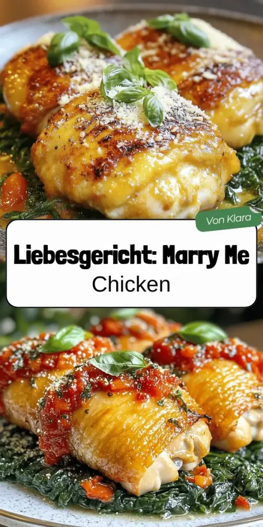 Begeistern Sie Ihr Herzblatt mit dem unwiderstehlichen Rezept für Marry Me Chicken! Dieses einfache und köstliche Gericht vereint zarte Hähnchenbrust, aromatische sonngetrocknete Tomaten und frischen Basilikum. Erfahren Sie die besonderen Geschichten hinter dem Namen und die besten Tipps für die Zubereitung. Entdecken Sie, wie Sie eine romantische Atmosphäre schaffen und das Essen unvergesslich machen! Klicken Sie hier für die vollständige Anleitung und lassen Sie sich inspirieren!