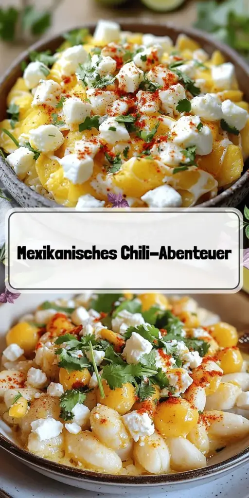 Entdecke das köstliche Rezept für Mexikanischer Straßenmais Weiße Hühnchen-Chili, das perfekt für ein wärmendes Familienessen ist! Mit einfach zu beschaffenden Zutaten und einer Schritt-für-Schritt-Anleitung verwandelst du dein Kochen in ein spaßiges Erlebnis. Erlebe die harmonischen Aromen, füge deine persönlichen Twist hinzu und serviere es mit tollen Toppings! Klicke jetzt und entdecke, wie dieses Gericht zum Star auf deinem Tisch wird!