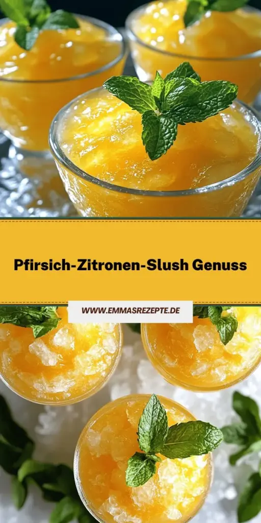 Erlebe den Sommer mit meiner erfrischenden Pfirsich-Zitronen-Slush! Dieses einfache Rezept kombiniert fruchtige Pfirsiche, spritzigen Zitronensaft und süßen Honig für das perfekte Sommergetränk. Ideal für Kinder und Erwachsene, mit vielen Variationsmöglichkeiten! Du möchtest wissen, wie du den perfekten Slush zaubern kannst? Klicke jetzt und entdecke die vollständige Anleitung für deine nächste sommerliche Abkühlung!