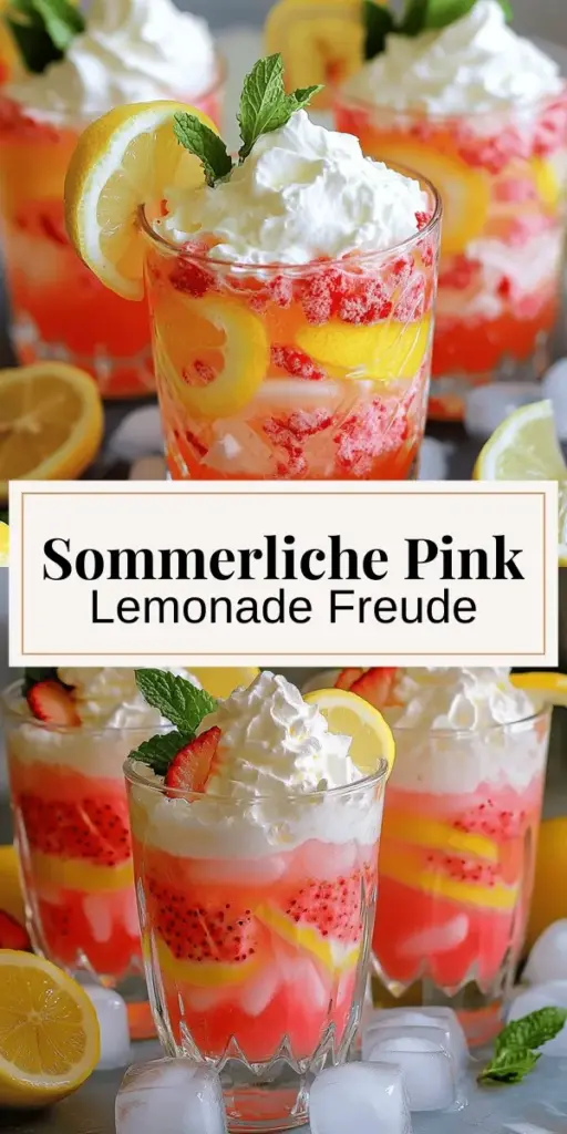 Erlebe den Sommer mit der köstlichen Whipped Pink Lemonade, die fröhlich, spritzig und einfach zuzubereiten ist! In diesem Artikel erfährst du alles über die besten Zutaten, Schritt-für-Schritt-Anleitungen und kreative Variationen für dieses erfrischende Getränk. Egal, ob für eine Gartenparty oder zum Entspannen zuhause, entdecke, wie du mit frischem Zitronensaft und süßen Erdbeeren das perfekte Getränk kreierst. Klick hier und tauche ein in die Welt der Whipped Pink Lemonade!