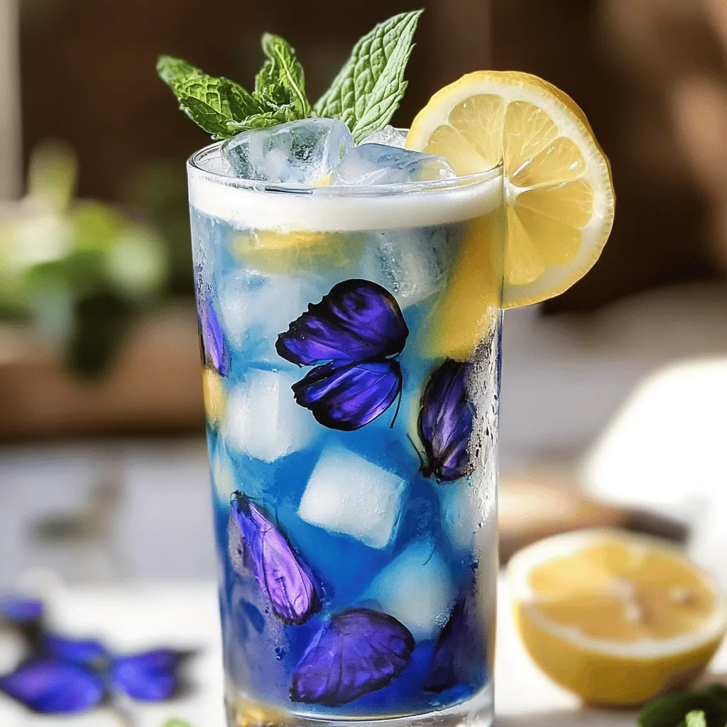 Für den Iced Butterfly Pea Flower Tea Latte brauchst du ein paar einfache Zutaten. Du benötigst: - 1 Tasse Wasser - 2 Esslöffel getrocknete Schmetterlingserbsenblüten - 1 Esslöffel Honig oder Agavendicksaft (nach Geschmack) - 1 Tasse Kokosmilch (oder andere Milch) - Eiswürfel - Frische Minzblätter zur Dekoration - Eine Scheibe Zitrone (optional, zum Servieren)