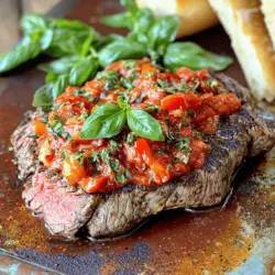 Steak Pizzaiola ist ein einfaches, aber schmackhaftes Gericht. Die Hauptzutaten sind wichtig für den Geschmack. Für dieses Rezept benötigst du frisches Rindersteak. Das Steak sollte etwa 1,5 cm dick sein. Ich empfehle, Rinderfilet oder Ribeye zu verwenden. Diese Stücke sind zart und voller Geschmack.