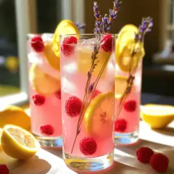 Um Pink Lavender Lemonade zu machen, brauchst du frische Zutaten. Die Hauptzutaten sind: frischer Zitronensaft, Zucker oder Honig, Wasser, getrocknete Lavendelblüten, Lavendel-Essenz, frische Himbeeren, Eiswürfel sowie Zitronenscheiben und Lavendelzweige zur Dekoration.