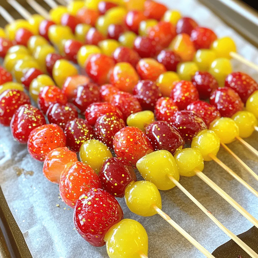 Tanghulu ist ein beliebter Snack aus China. Die Süßigkeit besteht aus frischem Obst, das in hartem Zucker karamellisiert wird. Die Ursprünge von Tanghulu reichen bis in die Song-Dynastie, etwa vor 800 Jahren, zurück. Zu dieser Zeit verwendeten Menschen Obst, um ihre Süßigkeiten herzustellen. Traditionell nutzen sie hawthorn-Beeren, aber heute sind auch andere Früchte beliebt.