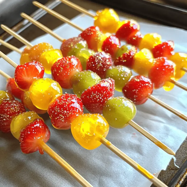 Tanghulu ist ein beliebter Snack aus China. Die Süßigkeit besteht aus frischem Obst, das in hartem Zucker karamellisiert wird. Die Ursprünge von Tanghulu reichen bis in die Song-Dynastie, etwa vor 800 Jahren, zurück. Zu dieser Zeit verwendeten Menschen Obst, um ihre Süßigkeiten herzustellen. Traditionell nutzen sie hawthorn-Beeren, aber heute sind auch andere Früchte beliebt.