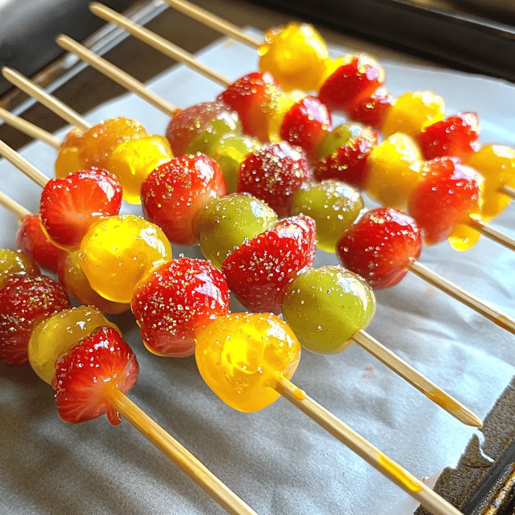Tanghulu ist ein beliebter Snack aus China. Die Süßigkeit besteht aus frischem Obst, das in hartem Zucker karamellisiert wird. Die Ursprünge von Tanghulu reichen bis in die Song-Dynastie, etwa vor 800 Jahren, zurück. Zu dieser Zeit verwendeten Menschen Obst, um ihre Süßigkeiten herzustellen. Traditionell nutzen sie hawthorn-Beeren, aber heute sind auch andere Früchte beliebt.