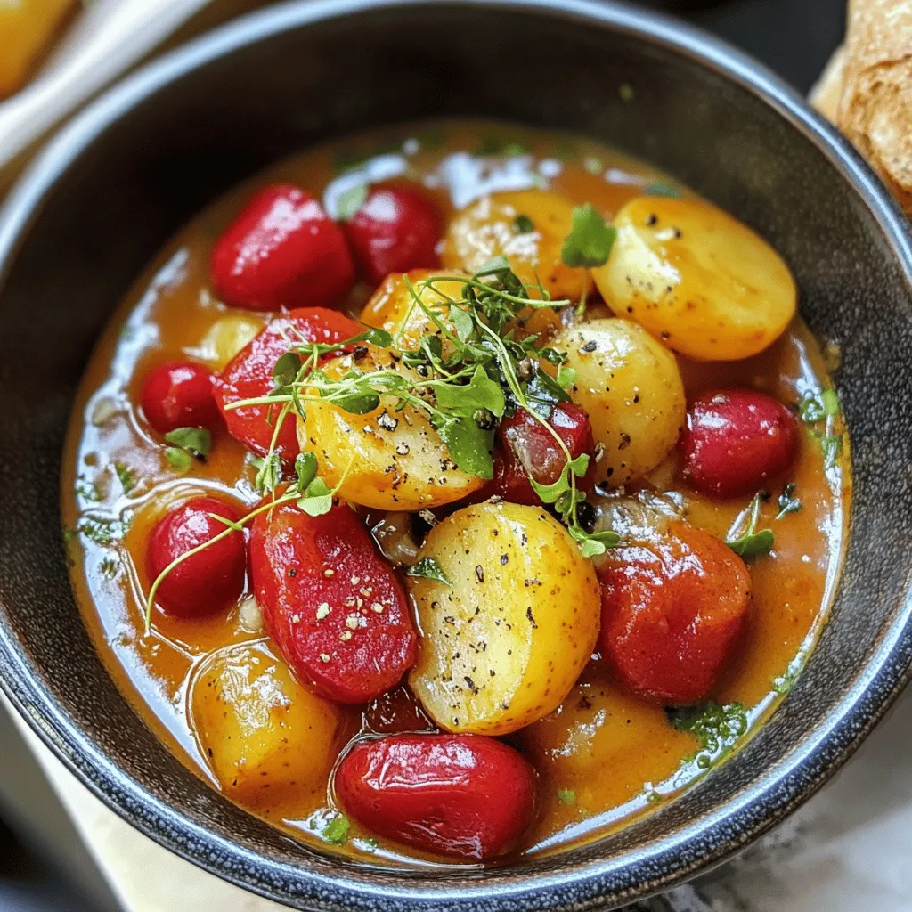 Für mein Kartoffel Gulasch Rezept brauchst du frische Zutaten. Du benötigst 1 kg rote Kartoffeln, die du schälen und würfeln musst. Dazu kommen 2 große Zwiebeln, gewürfelt, und 2 gehackte Knoblauchzehen. Eine rote Paprika, ebenfalls gewürfelt, bringt Farbe. Du brauchst auch 2 Karotten, die in Scheiben geschnitten werden. Eine Dose gehackte Tomaten (400 g) und 500 ml Gemüsebrühe sind wichtig für den Geschmack. Für die Gewürze nimm 2 Esslöffel geräuchertes Paprikapulver, 1 Teelöffel Kümmel und 1 Teelöffel getrockneten Majoran. Vergiss nicht 3 Esslöffel Pflanzenöl, Salz und Pfeffer. Frische Petersilie dient zum Garnieren.