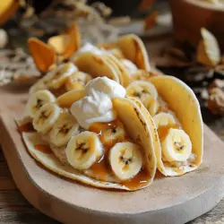 Um Bananenpudding-Tacos zuzubereiten, benötigst du einige einfache Zutaten. Du brauchst 4 kleine Tortillas, 2 reife Bananen, 1 Tasse Vanillepudding, 1/2 Tasse Schlagsahne, 1 Teelöffel Vanilleextrakt, 1/4 Tasse Karamellsauce, 1/4 Tasse gehackte Nüsse und eine Prise Zimt. Diese Zutaten machen das Rezept besonders lecker und einfach.