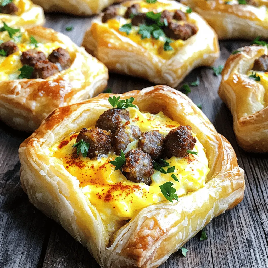 - 6 Frühstückswürstchen, klein geschnitten - 4 Eier - 100 g geriebener Cheddar-Käse