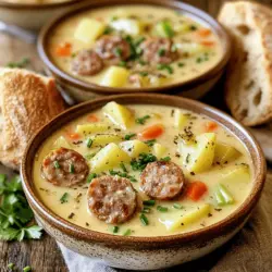 Für einen leckeren Kartoffel-Wurst-Chowder brauchst du folgende Zutaten: - 500 g Kartoffeln, gewürfelt - 300 g frisch gereifte Bratwurst, in Scheiben geschnitten - 1 große Zwiebel, gewürfelt - 2 Karotten, gewürfelt - 2 Selleriestangen, gewürfelt - 4 Tassen Gemüsebrühe - 1 Tasse Sahne - 2 Esslöffel Olivenöl - 1 Teelöffel Thymian (frisch oder getrocknet) - 1 Teelöffel Paprika - Salz und Pfeffer nach Geschmack - Frischer Schnittlauch zum Garnieren