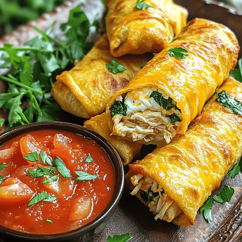 Für die Cheesy Garlic Chicken Wraps benötige ich folgende Hauptzutaten: - 2 Tassen gekochtes Hühnchen, zerrupft - 1 Tasse geriebener Mozzarella-Käse - 1/2 Tasse Frischkäse, weich - 3 Knoblauchzehen, fein gehackt - 4 große Tortillas (Mehl oder Vollkorn) Diese Zutaten sind einfach zu finden und machen das Gericht besonders lecker. Die Gewürze und anderen Zutaten sind ebenfalls wichtig für den Geschmack: - 1 Teelöffel italienische Gewürzmischung - 1/2 Teelöffel Chiliflocken (optional) - 1 Tasse Spinatblätter - 1/2 Tasse gewürfelte Tomaten - 1/4 Tasse geriebener Parmesan-Käse - Salz und Pfeffer nach Geschmack - Olivenöl zum Braten Diese Gewürze geben den Wraps das besondere Aroma. Die Auswahl der Zutaten macht einen großen Unterschied: - Wähle frisches Hühnchen für mehr Geschmack. - Achte auf hochwertigen Mozzarella-Käse. - Frischer Knoblauch gibt den besten Geschmack. - Verwende frischen Spinat für mehr Nährstoffe. Diese Tipps helfen dir, die besten Wraps zuzubereiten. Probiere es aus und genieße die leckeren Cheesy Garlic Chicken Wraps! Zuerst mischen wir die Füllung. Nehmen Sie eine große Schüssel. Dort geben Sie das zerrupfte Hühnchen, den geriebenen Mozzarella-Käse und den weichen Frischkäse. Fügen Sie die fein gehackten Knoblauchzehen hinzu. Geben Sie auch die italienische Gewürzmischung und die Chiliflocken dazu. Vergessen Sie nicht, mit Salz und Pfeffer zu würzen. Mischen Sie alles gut, bis es gleichmäßig verteilt ist. Diese Füllung sorgt für einen großartigen Geschmack. Jetzt kommen die Wraps. Nehmen Sie eine Tortilla und legen Sie sie flach auf eine saubere Fläche. In die Mitte legen Sie eine Schicht Spinatblätter. Dann löffeln Sie etwa ein Viertel der Käse-Hühnchen-Mischung darauf. Für den extra Kick streuen Sie einige gewürfelte Tomaten und eine Prise Parmesan darüber. Falten Sie die Seiten der Tortilla ein und rollen Sie sie straff von unten nach oben auf. Wiederholen Sie den Vorgang mit den restlichen Tortillas und der Füllung. Jetzt braten wir die Wraps. Erhitzen Sie einen Schuss Olivenöl in einer Pfanne bei mittlerer Hitze. Legen Sie die Wraps mit der Naht nach unten in die Pfanne. Braten Sie sie etwa 3 bis 4 Minuten auf jeder Seite, bis sie goldbraun und knusprig sind. Nehmen Sie die Wraps aus der Pfanne und lassen Sie sie kurz abkühlen. Schneiden Sie sie dann diagonal in der Mitte durch. Diese Wraps sind perfekt, um sie mit Freunden zu teilen. Für eine tolle Präsentation servieren Sie sie mit einer Schale Marinara-Sauce und frischen Kräutern. Viel Spaß beim Kochen und Genießen dieser leckeren Cheesy Garlic Chicken Wraps! Um die besten Wraps zu machen, achte auf die Tortillas. Sie sollten frisch und weich sein. Das hilft beim Rollen. Fülle die Tortillas gleichmäßig, damit sie nicht auseinander fallen. Verwende eine gute Mischung aus Hühnchen und Käse. So bleibt der Wrap saftig und lecker. Vergiss nicht, die Wraps gut zu braten. So werden sie knusprig und goldbraun. Ein häufiger Fehler ist, zu viel Füllung zu verwenden. Das macht das Rollen schwer. Halte die Füllung in der Mitte der Tortilla. Vermeide auch, die Füllung kalt zu benutzen. Warme Füllung sorgt für einen besseren Geschmack. Achte darauf, die Pfanne gut zu erhitzen, bevor du die Wraps hinzufügst. So bekommst du eine schöne Bräunung. Für die Zubereitung brauchst du einige einfache Werkzeuge. Ein großes Schneidebrett ist wichtig, um die Zutaten vorzubereiten. Eine Schüssel hilft beim Mischen der Füllung. Eine Pfanne mit Antihaftbeschichtung macht das Braten einfacher. Du kannst auch einen Spatel verwenden, um die Wraps zu wenden. Ein scharfes Messer hilft dir, die Wraps gut zuzuschneiden. Mit diesen Werkzeugen wird das Kochen zum Kinderspiel! {{image_4}} Du kannst die Füllung für die Käse-Knoblauch-Hühnchen-Wraps ganz einfach verändern. Probiere verschiedene Käsesorten wie Cheddar oder Gouda aus. Du kannst auch Gemüse wie Paprika, Zucchini oder Pilze hinzufügen. Möchtest du es würziger? Füge frische Jalapeños oder mehr Chiliflocken hinzu. Die Kombinationsmöglichkeiten sind endlos! Wenn du gesündere Alternativen für Tortillas suchst, sind Vollkorn-Tortillas eine tolle Wahl. Sie sind reich an Ballaststoffen und machen den Wrap sättigender. Du kannst auch Salatblätter als Wrap verwenden. So erhältst du eine kalorienärmere Option. Diese Methode ist super, wenn du glutenfrei essen möchtest. Für eine vegetarische Version kannst du das Hühnchen einfach durch gebratene Tofu-Stücke oder Bohnen ersetzen. Füge zusätzlich Avocado für einen cremigen Geschmack hinzu. Wenn du eine vegane Option möchtest, ersetze den Käse durch pflanzliche Käsealternativen und den Frischkäse durch Nusscreme oder pflanzliche Joghurtalternativen. So bleibt der Wrap lecker und gesund! Für mehr Details zu den Zutaten und der Zubereitung schaue dir das Full Recipe an. Um die Cheesy Garlic Chicken Wraps frisch zu halten, lege sie in einen luftdichten Behälter. Du kannst sie auch in Folie wickeln. So bleiben sie weich und lecker. Lagere die Wraps im Kühlschrank. Das schützt sie vor dem Austrocknen und hält den Geschmack. Um die Wraps wieder warm zu machen, nutze eine Pfanne. Erhitze sie bei mittlerer Hitze. Lege die Wraps in die Pfanne und brate sie etwa 2-3 Minuten pro Seite. So werden sie knusprig und schmecken fast wie frisch zubereitet. Du kannst sie auch in der Mikrowelle aufwärmen. Stelle die Mikrowelle auf mittlere Leistung und erwärme die Wraps für 30 Sekunden. Im Kühlschrank halten die Wraps bis zu 3 Tage frisch. Wenn du sie länger aufbewahren möchtest, friere sie ein. Im Gefrierschrank bleiben sie bis zu 2 Monate gut. Achte darauf, sie in Folie einzuwickeln oder in einem Gefrierbeutel zu lagern. So bleibt der Geschmack erhalten. Für die beste Qualität, genieße die Wraps frisch. Du kannst das volle Rezept hier finden: [Full Recipe]. Die Wraps können im Kühlschrank bis zu drei Tage aufbewahrt werden. Achte darauf, sie in einem luftdichten Behälter zu lagern. So bleiben sie frisch. Wenn du sie länger aufbewahren möchtest, friere sie ein. Eingefroren halten sie bis zu drei Monate. Ja, du kannst die Füllung im Voraus machen. Bereite sie bis zu zwei Tage vorher vor und lagere sie im Kühlschrank. Das spart Zeit, wenn du die Wraps schnell zubereiten möchtest. Vor dem Füllen der Tortillas einfach die Mischung auf Zimmertemperatur bringen. Zu den Wraps passen viele Saucen. Marinara-Sauce ist eine tolle Wahl. Auch Knoblauch-Dip oder Ranch-Dressing sind lecker. Für einen frischen Kick kannst du auch eine scharfe Salsa verwenden. Diese Saucen heben den Geschmack der Wraps hervor. Cheesy Garlic Chicken Wraps sind einfach zuzubereiten und schmecken lecker. Wir haben die besten Zutaten und die richtige Zubereitung besprochen. Vergiss nicht, deine Wraps gut einzuwickeln und die richtigen Werkzeuge zu nutzen. Variiere die Füllung nach deinem Geschmack oder wähle gesunde Alternativen. Beim Lagern achte darauf, die Wraps richtig aufzubewahren. Ich hoffe, die Tipps helfen dir, köstliche Wraps zu gestalten. Probiere es selbst aus und genieße das Ergebnis!