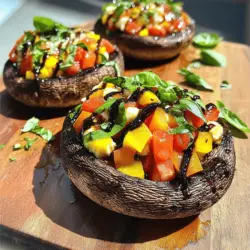 - 4 große Portobello-Pilze - 200 g frischer Mozzarella, gewürfelt - 2 große Tomaten, gewürfelt - 100 g frischer Basilikum, grob gehackt