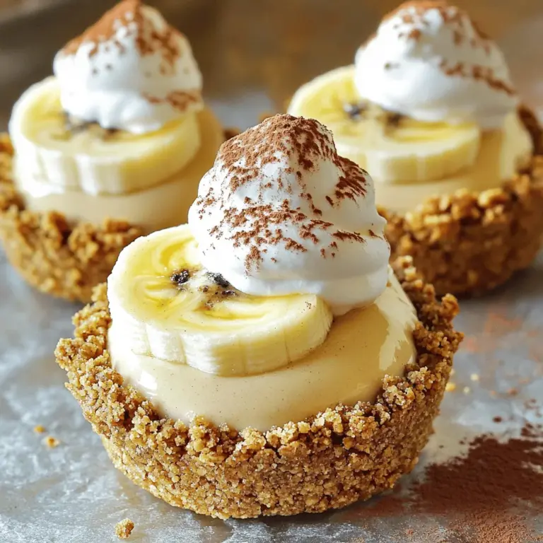 Für die No-Bake Mini Banana Cream Pies brauchst du einige wichtige Zutaten. Hier sind die Hauptzutaten: