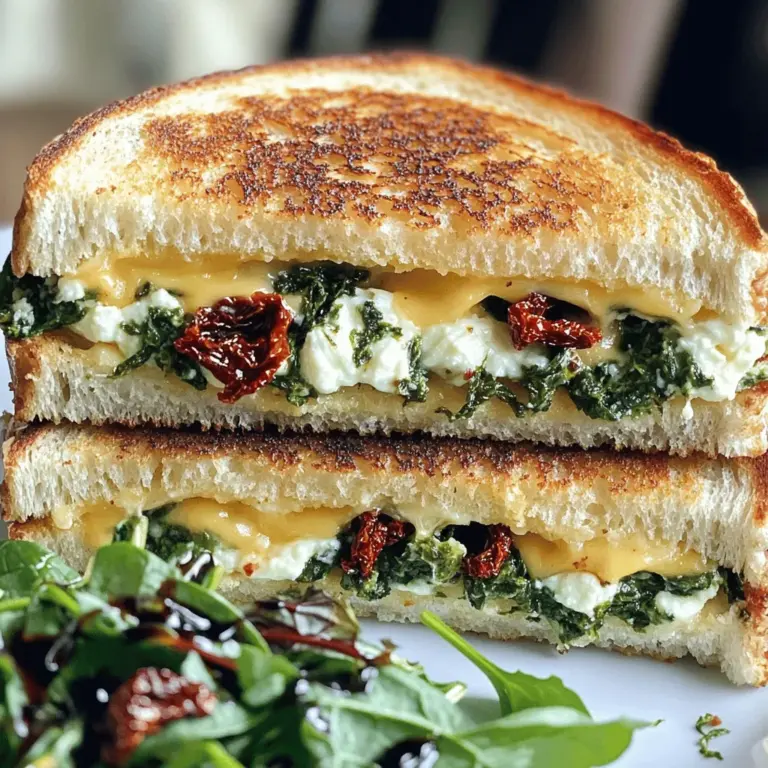 - 4 Scheiben Vollkornbrot - 1 Tasse frischer Spinat, gewaschen und getrocknet - 1/2 Tasse Ricotta-Käse - 1/4 Tasse getrocknete Tomaten, gehackt - 1/2 Tasse geriebener Mozzarella-Käse