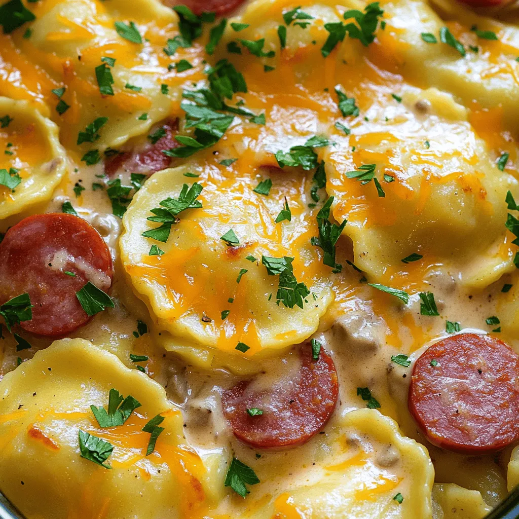 Für den perfekten Crockpot Pierogi Auflauf benötigst du einige Hauptzutaten. Diese Zutaten geben dem Gericht seinen einzigartigen Geschmack. Hier sind die Hauptzutaten: - 2 Tassen gefrorene Pierogi (mit Kartoffel und Käse) - 450 g Kielbasa, in 1,2 cm große Stücke geschnitten - 1 mittelgroße Zwiebel, gewürfelt - 3 Knoblauchzehen, fein gehackt - 1 Dose (295 g) Champignon-Cremesuppe - 1 Tasse saure Sahne - 1 Tasse geriebener Cheddar-Käse Diese Zutaten sind einfach zu bekommen und machen das Kochen leicht. Die Gewürze und besonderen Zutaten sind wichtig, um Geschmack und Tiefe hinzuzufügen. Für unseren Auflauf brauchen wir: - 1 Teelöffel getrockneter Dill - Salz und Pfeffer nach Geschmack - Frische Petersilie zur Garnierung Der Dill bringt eine frische Note. Salz und Pfeffer runden den Geschmack ab. Um das Gericht abzurunden, kannst du einige Beilagen empfehlen. Hier sind einige Ideen: - Ein einfacher grüner Salat - Sauerkraut für etwas Säure - Knuspriges Brot zum Dippen Diese Beilagen ergänzen den Auflauf gut und bieten eine ausgewogene Mahlzeit. Du kannst den Auflauf mit verschiedenen Beilagen anpassen, um deinen Geschmack zu treffen. Für die vollständige Zubereitung schaue dir das [Full Recipe] an. Beginnen Sie mit den gefrorenen Pierogi. Legen Sie sie gleichmäßig auf den Boden des Crockpots. Das sorgt für eine gute Basis. Verteilen Sie dann die geschnittene Kielbasa über die Pierogi. Nehmen Sie die gewürfelte Zwiebel und den gehackten Knoblauch. Streuen Sie die Hälfte davon gleichmäßig über die Kielbasa. Diese Schichten bringen viel Geschmack. In einer separaten Schüssel vermengen Sie die Champignon-Cremesuppe mit der sauren Sahne. Fügen Sie den getrockneten Dill hinzu und würzen Sie mit Salz und Pfeffer. Mischen Sie alles gut. Diese Cremesuppen-Mischung ist wichtig für die Cremigkeit des Gerichts. Gießen Sie die Hälfte der Mischung über die Schichten im Crockpot. Jetzt kommt die zweite Schicht. Wiederholen Sie die Schichtung mit den restlichen Pierogi, Kielbasa, Zwiebeln und Knoblauch. Gießen Sie die restliche Cremesuppen-Mischung darüber. Setzen Sie den Deckel auf den Crockpot. Kochen Sie es auf niedriger Stufe für 4-6 Stunden. Die Pierogi müssen zart sein und die Kielbasa gut durchwärmt. Etwa 30 Minuten vor dem Servieren, streuen Sie den geriebenen Cheddar-Käse obenauf. Lassen Sie den Käse schmelzen und fügen Sie frische Petersilie zur Garnierung hinzu. Für die genauen Schritte schauen Sie sich das Full Recipe an. Um die perfekte Konsistenz Ihres Auflaufs zu erreichen, verwenden Sie gefrorene Pierogi. Sie sind bereits vorgekocht und helfen beim schnellen Kochen. Die Kombination aus der Cremesuppe und der sauren Sahne sorgt für eine cremige Textur. Achten Sie darauf, den Crockpot nicht zu überfüllen. Zu viele Zutaten können verhindern, dass alles gleichmäßig gart. Rühren Sie die Mischung etwa 30 Minuten vor dem Servieren um, um sicherzustellen, dass die Käse- und Cremeschichten gut verteilt sind. Falls Sie Reste haben, verwenden Sie die überschüssige Kielbasa in einem Sandwich. Sie können auch die Pierogi und die Sauce in einer Pfanne kurz anbraten. Fügen Sie frisches Gemüse wie Spinat oder Paprika hinzu. Das ergibt eine leckere, neue Mahlzeit. Wenn Sie die Mischung in eine Auflaufform geben und backen, entsteht ein neuer Auflauf mit knuspriger Kruste. Die Wahl der Kielbasa ist wichtig für den Geschmack. Suchen Sie nach einer Marke mit natürlichen Zutaten und wenig Zusatzstoffen. Eine leicht würzige Kielbasa bringt mehr Tiefe in das Gericht. Wenn Sie an einem lokalen Metzger vorbeikommen, probieren Sie eine frische, hausgemachte Variante. Diese hat oft mehr Geschmack als die industriell hergestellten Produkte. {{image_4}} Wenn Sie eine vegetarische Version machen möchten, lassen Sie die Kielbasa weg. Ersetzen Sie die Wurst durch gebratene Pilze oder geräucherten Tofu. Diese Zutaten geben dem Auflauf einen tollen Geschmack. Sie können auch einen Mix aus verschiedenen Gemüsesorten verwenden. Zucchini, Paprika oder Spinat passen gut. So bleibt der Auflauf lecker und sättigend. Der Käse ist ein wichtiger Teil des Auflaufs. Wenn Sie etwas Neues ausprobieren möchten, nutzen Sie alternative Käsesorten. Gouda oder Mozzarella sind zwei gute Optionen. Sie schmelzen gut und geben einen anderen Geschmack. Feta-Käse kann auch eine spannende Note hinzufügen. Experimentieren Sie und finden Sie Ihren Favoriten. Um den Auflauf noch gesünder zu machen, fügen Sie mehr Gemüse hinzu. Karotten, Brokkoli oder Erbsen sind tolle Optionen. Diese Gemüsesorten bringen Farbe und Nährstoffe ins Gericht. Schneiden Sie das Gemüse klein, damit es gut gart. So wird Ihr Crockpot Pierogi Auflauf noch köstlicher und nahrhafter. Für das genaue Rezept schauen Sie sich das Full Recipe an. Wenn Sie Reste des Crockpot Pierogi Auflaufs haben, lassen Sie ihn zuerst abkühlen. Dann füllen Sie ihn in einen luftdichten Behälter. So bleibt der Auflauf frisch. Stellen Sie sicher, dass der Behälter gut verschlossen ist. Lagern Sie ihn im Kühlschrank, um die beste Qualität zu erhalten. Um den Auflauf aufzufrischen, wärmen Sie ihn in der Mikrowelle oder im Ofen. Fügen Sie etwas Brühe hinzu, um ihn feucht zu halten. Decken Sie den Behälter mit Folie ab, damit er nicht austrocknet. Cheeseliebhaber können mehr Käse hinzufügen, um den Geschmack zu verstärken. Im Kühlschrank bleibt der Auflauf bis zu drei Tage frisch. Im Gefrierfach hält er bis zu drei Monate. Achten Sie darauf, den Auflauf gut zu verpacken, wenn Sie ihn einfrieren. So verhindern Sie Gefrierbrand und behalten den vollen Geschmack bei. Du kannst den Auflauf im Crockpot für 4 bis 6 Stunden auf niedriger Stufe lassen. Die Zeit hängt von deinem Gerät ab. Wenn du den Auflauf länger lässt, kann er weich werden. Prüfe die Pierogi und die Kielbasa. Sie sollten zart sein, aber nicht zerfallen. Ja, frische Pierogi sind eine gute Wahl! Sie kochen schneller als gefrorene. Wenn du frische verwendest, reduziere die Kochzeit etwas. Achte darauf, sie gleichmäßig zu schichten, damit sie gut garen. Es wird immer noch lecker sein! Du kannst den Auflauf mit frischer Petersilie garnieren. Das macht das Gericht schön und frisch. Auch ein Klecks saure Sahne passt gut dazu. Ein grüner Salat oder knuspriges Brot sind tolle Beilagen. Für mehr Geschmack kannst du auch etwas Senf oder scharfen Ketchup dazu reichen. Für das gesamte Rezept schau dir den [Full Recipe] an. Der Crockpot Auflauf ist einfach zuzubereiten und vielseitig. Wir haben die Hauptzutaten, Gewürze und Beilagen besprochen. Die Schritt-für-Schritt-Anleitung zeigt, wie man alles klar schichtet und richtig kocht. Tipps helfen, die perfekte Konsistenz zu erzielen und Reste kreativ zu nutzen. Variationen, wie die vegetarische Version, machen das Gericht noch spannender. Lagern Sie Reste richtig, um sie lange genießen zu können. Jetzt sind Sie bereit, diesen leckeren Auflauf selbst zu machen und zu teilen!