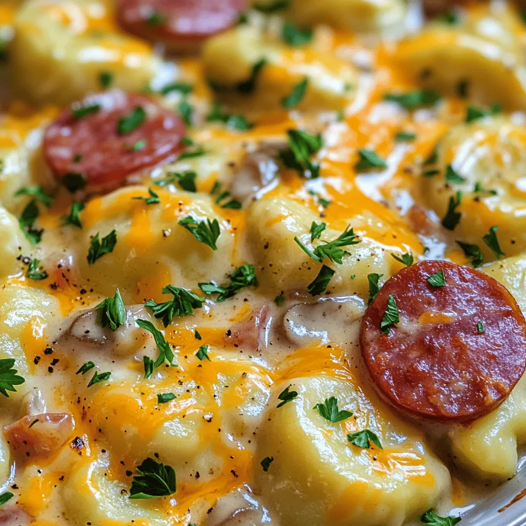 Für den perfekten Crockpot Pierogi Auflauf benötigst du einige Hauptzutaten. Diese Zutaten geben dem Gericht seinen einzigartigen Geschmack. Hier sind die Hauptzutaten: - 2 Tassen gefrorene Pierogi (mit Kartoffel und Käse) - 450 g Kielbasa, in 1,2 cm große Stücke geschnitten - 1 mittelgroße Zwiebel, gewürfelt - 3 Knoblauchzehen, fein gehackt - 1 Dose (295 g) Champignon-Cremesuppe - 1 Tasse saure Sahne - 1 Tasse geriebener Cheddar-Käse Diese Zutaten sind einfach zu bekommen und machen das Kochen leicht. Die Gewürze und besonderen Zutaten sind wichtig, um Geschmack und Tiefe hinzuzufügen. Für unseren Auflauf brauchen wir: - 1 Teelöffel getrockneter Dill - Salz und Pfeffer nach Geschmack - Frische Petersilie zur Garnierung Der Dill bringt eine frische Note. Salz und Pfeffer runden den Geschmack ab. Um das Gericht abzurunden, kannst du einige Beilagen empfehlen. Hier sind einige Ideen: - Ein einfacher grüner Salat - Sauerkraut für etwas Säure - Knuspriges Brot zum Dippen Diese Beilagen ergänzen den Auflauf gut und bieten eine ausgewogene Mahlzeit. Du kannst den Auflauf mit verschiedenen Beilagen anpassen, um deinen Geschmack zu treffen. Für die vollständige Zubereitung schaue dir das [Full Recipe] an. Beginnen Sie mit den gefrorenen Pierogi. Legen Sie sie gleichmäßig auf den Boden des Crockpots. Das sorgt für eine gute Basis. Verteilen Sie dann die geschnittene Kielbasa über die Pierogi. Nehmen Sie die gewürfelte Zwiebel und den gehackten Knoblauch. Streuen Sie die Hälfte davon gleichmäßig über die Kielbasa. Diese Schichten bringen viel Geschmack. In einer separaten Schüssel vermengen Sie die Champignon-Cremesuppe mit der sauren Sahne. Fügen Sie den getrockneten Dill hinzu und würzen Sie mit Salz und Pfeffer. Mischen Sie alles gut. Diese Cremesuppen-Mischung ist wichtig für die Cremigkeit des Gerichts. Gießen Sie die Hälfte der Mischung über die Schichten im Crockpot. Jetzt kommt die zweite Schicht. Wiederholen Sie die Schichtung mit den restlichen Pierogi, Kielbasa, Zwiebeln und Knoblauch. Gießen Sie die restliche Cremesuppen-Mischung darüber. Setzen Sie den Deckel auf den Crockpot. Kochen Sie es auf niedriger Stufe für 4-6 Stunden. Die Pierogi müssen zart sein und die Kielbasa gut durchwärmt. Etwa 30 Minuten vor dem Servieren, streuen Sie den geriebenen Cheddar-Käse obenauf. Lassen Sie den Käse schmelzen und fügen Sie frische Petersilie zur Garnierung hinzu. Für die genauen Schritte schauen Sie sich das Full Recipe an. Um die perfekte Konsistenz Ihres Auflaufs zu erreichen, verwenden Sie gefrorene Pierogi. Sie sind bereits vorgekocht und helfen beim schnellen Kochen. Die Kombination aus der Cremesuppe und der sauren Sahne sorgt für eine cremige Textur. Achten Sie darauf, den Crockpot nicht zu überfüllen. Zu viele Zutaten können verhindern, dass alles gleichmäßig gart. Rühren Sie die Mischung etwa 30 Minuten vor dem Servieren um, um sicherzustellen, dass die Käse- und Cremeschichten gut verteilt sind. Falls Sie Reste haben, verwenden Sie die überschüssige Kielbasa in einem Sandwich. Sie können auch die Pierogi und die Sauce in einer Pfanne kurz anbraten. Fügen Sie frisches Gemüse wie Spinat oder Paprika hinzu. Das ergibt eine leckere, neue Mahlzeit. Wenn Sie die Mischung in eine Auflaufform geben und backen, entsteht ein neuer Auflauf mit knuspriger Kruste. Die Wahl der Kielbasa ist wichtig für den Geschmack. Suchen Sie nach einer Marke mit natürlichen Zutaten und wenig Zusatzstoffen. Eine leicht würzige Kielbasa bringt mehr Tiefe in das Gericht. Wenn Sie an einem lokalen Metzger vorbeikommen, probieren Sie eine frische, hausgemachte Variante. Diese hat oft mehr Geschmack als die industriell hergestellten Produkte. {{image_4}} Wenn Sie eine vegetarische Version machen möchten, lassen Sie die Kielbasa weg. Ersetzen Sie die Wurst durch gebratene Pilze oder geräucherten Tofu. Diese Zutaten geben dem Auflauf einen tollen Geschmack. Sie können auch einen Mix aus verschiedenen Gemüsesorten verwenden. Zucchini, Paprika oder Spinat passen gut. So bleibt der Auflauf lecker und sättigend. Der Käse ist ein wichtiger Teil des Auflaufs. Wenn Sie etwas Neues ausprobieren möchten, nutzen Sie alternative Käsesorten. Gouda oder Mozzarella sind zwei gute Optionen. Sie schmelzen gut und geben einen anderen Geschmack. Feta-Käse kann auch eine spannende Note hinzufügen. Experimentieren Sie und finden Sie Ihren Favoriten. Um den Auflauf noch gesünder zu machen, fügen Sie mehr Gemüse hinzu. Karotten, Brokkoli oder Erbsen sind tolle Optionen. Diese Gemüsesorten bringen Farbe und Nährstoffe ins Gericht. Schneiden Sie das Gemüse klein, damit es gut gart. So wird Ihr Crockpot Pierogi Auflauf noch köstlicher und nahrhafter. Für das genaue Rezept schauen Sie sich das Full Recipe an. Wenn Sie Reste des Crockpot Pierogi Auflaufs haben, lassen Sie ihn zuerst abkühlen. Dann füllen Sie ihn in einen luftdichten Behälter. So bleibt der Auflauf frisch. Stellen Sie sicher, dass der Behälter gut verschlossen ist. Lagern Sie ihn im Kühlschrank, um die beste Qualität zu erhalten. Um den Auflauf aufzufrischen, wärmen Sie ihn in der Mikrowelle oder im Ofen. Fügen Sie etwas Brühe hinzu, um ihn feucht zu halten. Decken Sie den Behälter mit Folie ab, damit er nicht austrocknet. Cheeseliebhaber können mehr Käse hinzufügen, um den Geschmack zu verstärken. Im Kühlschrank bleibt der Auflauf bis zu drei Tage frisch. Im Gefrierfach hält er bis zu drei Monate. Achten Sie darauf, den Auflauf gut zu verpacken, wenn Sie ihn einfrieren. So verhindern Sie Gefrierbrand und behalten den vollen Geschmack bei. Du kannst den Auflauf im Crockpot für 4 bis 6 Stunden auf niedriger Stufe lassen. Die Zeit hängt von deinem Gerät ab. Wenn du den Auflauf länger lässt, kann er weich werden. Prüfe die Pierogi und die Kielbasa. Sie sollten zart sein, aber nicht zerfallen. Ja, frische Pierogi sind eine gute Wahl! Sie kochen schneller als gefrorene. Wenn du frische verwendest, reduziere die Kochzeit etwas. Achte darauf, sie gleichmäßig zu schichten, damit sie gut garen. Es wird immer noch lecker sein! Du kannst den Auflauf mit frischer Petersilie garnieren. Das macht das Gericht schön und frisch. Auch ein Klecks saure Sahne passt gut dazu. Ein grüner Salat oder knuspriges Brot sind tolle Beilagen. Für mehr Geschmack kannst du auch etwas Senf oder scharfen Ketchup dazu reichen. Für das gesamte Rezept schau dir den [Full Recipe] an. Der Crockpot Auflauf ist einfach zuzubereiten und vielseitig. Wir haben die Hauptzutaten, Gewürze und Beilagen besprochen. Die Schritt-für-Schritt-Anleitung zeigt, wie man alles klar schichtet und richtig kocht. Tipps helfen, die perfekte Konsistenz zu erzielen und Reste kreativ zu nutzen. Variationen, wie die vegetarische Version, machen das Gericht noch spannender. Lagern Sie Reste richtig, um sie lange genießen zu können. Jetzt sind Sie bereit, diesen leckeren Auflauf selbst zu machen und zu teilen!