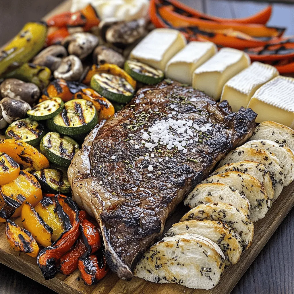 Für ein tolles Tomahawk Steak Board brauchst du: - 1 Tomahawk Steak (ca. 1,5 kg) - 2 Esslöffel grobes Meersalz - 1 Esslöffel frisch gemahlener schwarzer Pfeffer - 2 Knoblauchzehen, zerdrückt - 2 Zweige frischer Rosmarin - 2 Zweige frischer Thymian - 100 g Butter, zimmerwarm
