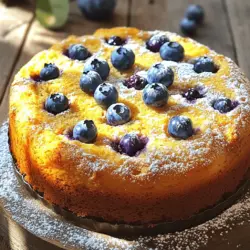 - 250 g Ricotta - 150 g frische Blaubeeren (plus einige zum Garnieren) - 100 g Zucker - 2 große Eier - 1 Teelöffel Vanilleextrakt - 150 g Mehl - 1 Teelöffel Backpulver - 1 Prise Salz - 50 g geschmolzene Butter - Puderzucker zum Bestäuben
