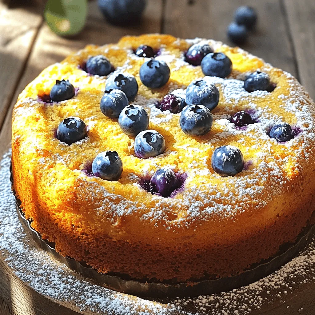 - 250 g Ricotta - 150 g frische Blaubeeren (plus einige zum Garnieren) - 100 g Zucker - 2 große Eier - 1 Teelöffel Vanilleextrakt - 150 g Mehl - 1 Teelöffel Backpulver - 1 Prise Salz - 50 g geschmolzene Butter - Puderzucker zum Bestäuben