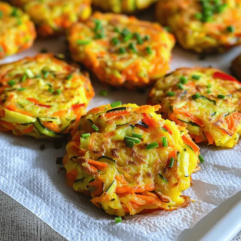 - Karotten: Sie bringen Süße und Farbe. - Zucchini: Sie machen die Fritter saftig und leicht. - Rote Paprika: Sie fügen Knusprigkeit und Geschmack hinzu. - Grüne Zwiebeln: Sie geben einen frischen Kick.