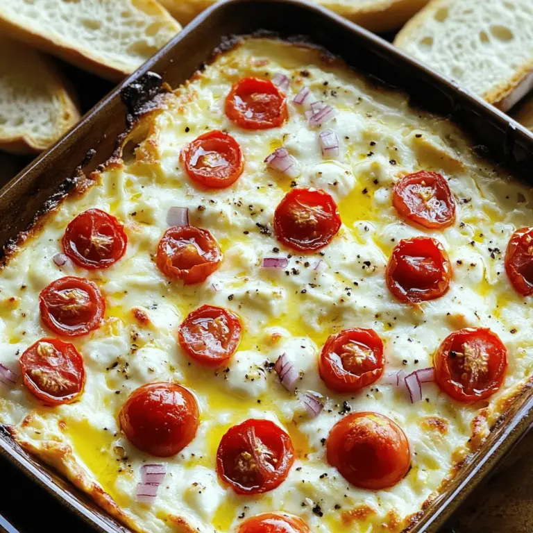 Für den Triple Cheese und Tomato Bruschetta Dip brauchst du einige Hauptzutaten. Hier sind sie: