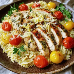 Knoblauch-Kräuter-Hähnchen mit Zitronen-Orzo Genuss