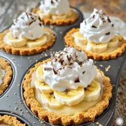 - 1 ½ Tassen zerbröselte Graham-Cracker (oder Kekse nach Wahl) - 1/4 Tasse Zucker - 1/2 Tasse geschmolzene Butter - 2 Bananen, in Scheiben geschnitten - 1 ½ Tassen Vanillepudding (fertig oder selbstgemacht)