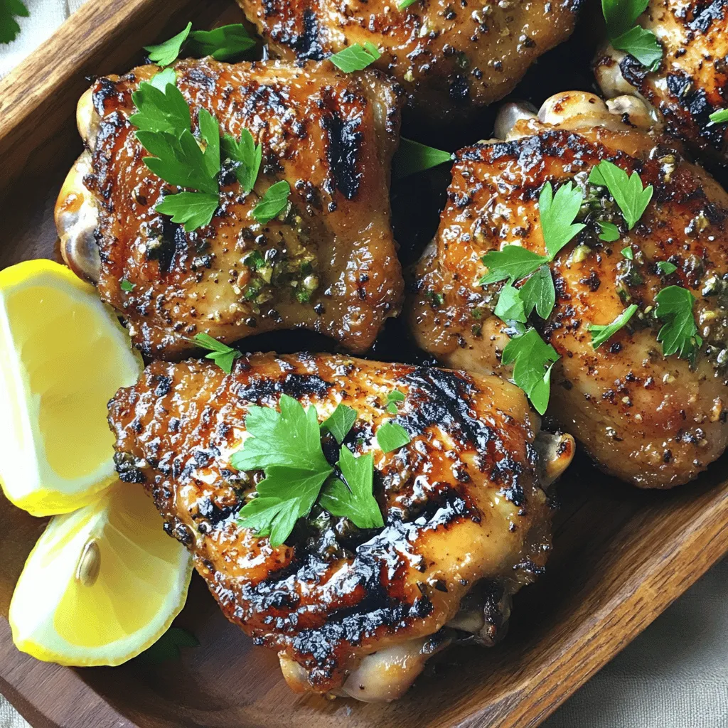 Für Chicken Salmoriglio benötigst du folgende Zutaten: - 4 Knochenlose, hauttonlose Hähnchenschenkel - 60 ml Olivenöl - 3 Knoblauchzehen, fein gehackt - 1/4 Tasse frische Petersilie, gehackt - 1 Esslöffel frischer Oregano, gehackt (oder 1 Teelöffel getrockneter Oregano) - 1 Teelöffel rote Pfefferflocken - Saft von 2 Zitronen - Salz und Pfeffer nach Geschmack - Zitronenschnitze zum Servieren Die Auswahl der Zutaten ist wichtig für den Geschmack. Wähle frische Kräuter, wenn möglich. Sie bringen mehr Aroma. Olivenöl sollte hochwertig sein, um den vollen Geschmack zu erreichen. Achte auf die Hähnchenschenkel. Sie sollten frisch und zart sein. Wenn du getrocknete Kräuter verwendest, nimm weniger. Sie sind stärker im Geschmack. Falls du keine frischen Kräuter hast, kannst du getrocknete verwenden. Diese sind praktisch und oft länger haltbar. Für eine milde Schärfe, ersetze die roten Pfefferflocken durch Paprikapulver. Du kannst auch Hähnchenbrust statt Hähnchenschenkel nehmen, aber beachte, dass die Garzeit kürzer ist. Wenn du eine Zitrone nicht hast, kannst du Limette verwenden. Beziehe dich auf das Full Recipe, um alle Schritte und Details zu erhalten. Um das Hähnchen zu marinieren, mische zuerst die Marinade. Nimm eine große Schüssel und gib das Olivenöl hinein. Füge den fein gehackten Knoblauch, die gehackte Petersilie und den Oregano hinzu. Dann kommen die roten Pfefferflocken, der Zitronensaft, Salz und Pfeffer dazu. Rühre alles gut um. Lege die Hähnchenschenkel in die Marinade. Achte darauf, dass sie gut bedeckt sind. Decke die Schüssel ab und stelle sie in den Kühlschrank. Lass das Hähnchen mindestens 30 Minuten marinieren. Besser ist es, wenn du es zwei Stunden ziehen lässt. So wird das Fleisch zart und voller Geschmack. Heize deinen Grill oder eine Grillpfanne vor. Die Hitze sollte mittel bis hoch sein. Nimm die Hähnchenschenkel aus der Marinade und lass die überschüssige Marinade abtropfen. Lege die Hähnchenschenkel auf den Grill. Grille das Hähnchen etwa 6-7 Minuten pro Seite. Du möchtest, dass die Innentemperatur 75 °C erreicht. So wird das Hähnchen perfekt durchgegart. Während das Hähnchen grillt, kannst du die restliche Marinade in einem kleinen Topf erhitzen. Diese Marinade wird später als Dippsoße verwendet. Wenn das Hähnchen fertig ist, nimm es vom Grill. Lass es etwa 5 Minuten ruhen. Dadurch bleiben die Säfte im Fleisch. Schneide das Hähnchen dann in Stücke. Serviere das geschnittene Hähnchen auf einer schönen Platte. Beträufle es mit der erwärmten Marinade. Dekoriere es mit frischer Petersilie und Zitronenschnitzen. Ein frischer grüner Salat oder gegrilltes Gemüse passt gut dazu. So runden diese Beilagen das Gericht perfekt ab. Für das vollständige Rezept, schau dir die Full Recipe an. Um den Geschmack von Chicken Salmoriglio zu steigern, probiere frische Kräuter. Petersilie und Oregano bringen mehr Frische. Du kannst auch etwas Zitronenzeste hinzufügen. Diese gibt dem Gericht eine schöne, spritzige Note. Eine längere Marinierzeit macht einen großen Unterschied. Lass das Hähnchen mindestens zwei Stunden ziehen. So ziehen die Aromen gut ein. Wenn du Zeit hast, mariniere das Hähnchen über Nacht. Ein häufiger Fehler ist, das Hähnchen nicht genug zu marinieren. Wenn du das Hähnchen nur kurz marinierst, wird der Geschmack flach sein. Achte darauf, die Marinade vollständig zu verwenden. Lass keine Reste im Schüssel zurück. Grilltemperatur ist ebenfalls wichtig. Ein Grill, der zu kalt ist, macht das Hähnchen trocken. Verwende immer ein Fleischthermometer. Die Innentemperatur sollte 75 °C (165 °F) erreichen. Für Chicken Salmoriglio eignen sich direktes Grillen oder Grillen in der Pfanne. Stelle deinen Grill auf mittlere bis hohe Hitze ein. Diese Temperatur sorgt für schöne Grillstreifen und einen zarten Biss. Grille das Hähnchen etwa 6-7 Minuten pro Seite. Wende es nicht zu oft, damit das Fleisch saftig bleibt. Wenn du eine Grillpfanne verwendest, achte auf die Hitze. Zu hohe Hitze kann das Hähnchen anbrennen. Für eine einfache Zubereitung kannst du die marinierte Hähnchenbrust auch im Ofen garen. Backe sie bei 200 °C für 25-30 Minuten. So bleibt das Hähnchen ebenfalls saftig und lecker. Verwende diese Tipps, um dein Chicken Salmoriglio zu perfektionieren! Ein wenig Sorgfalt macht einen großen Unterschied in Geschmack und Textur. {{image_4}} Wenn du eine vegetarische Option suchst, probiere stattdessen Tofu oder Auberginen. Beide nehmen die Marinade gut auf. Du kannst den Tofu in Würfel schneiden oder die Auberginen in Scheiben schneiden. Marinieren musst du sie gleich. Lass sie auch mindestens 30 Minuten ruhen. Danach grillst du sie wie das Hähnchen. Sie werden schön knusprig und lecker. Die Marinade kann in verschiedenen Regionen anders sein. In Süditalien nutzen viele zusätzliche Zutaten. Zum Beispiel fügen sie Kapern oder Anchovis hinzu. Diese Zutaten geben dem Gericht mehr Tiefe. In anderen Regionen kann man auch Limetten anstelle von Zitronen verwenden. Das bringt einen anderen Geschmack. Du kannst auch verschiedene Kräuter probieren, wie Thymian oder Basilikum. Chicken Salmoriglio schmeckt toll mit vielen Beilagen. Ein frischer grüner Salat ist immer eine gute Wahl. Du kannst auch gegrilltes Gemüse servieren. Zucchini, Paprika oder Spargel sind dafür perfekt. Wenn du etwas Herzhaftes möchtest, sind Kartoffeln eine gute Option. Probiere auch Reis oder Couscous. Diese Beilagen ergänzen das Gericht sehr gut. Wenn du Reste von Chicken Salmoriglio hast, bewahre sie gut auf. Lass das Hähnchen zuerst abkühlen. Dann lege es in einen luftdichten Behälter. Du kannst die Marinade separat aufbewahren. So bleibt der Geschmack frisch. Um das Hähnchen aufzuwärmen, benutze den Ofen oder die Pfanne. Stelle den Ofen auf 180 °C ein. Lege das Hähnchen auf ein Backblech. Decke es mit Alufolie ab. So bleibt das Fleisch saftig. In einer Pfanne kannst du etwas Öl verwenden. Brate das Hähnchen bei mittlerer Hitze für einige Minuten. Im Kühlschrank bleibt das Hähnchen etwa 3 bis 4 Tage frisch. Achte darauf, es gut abzudecken. Im Gefrierer hält es bis zu 3 Monate. Packe es in einen gefrierfesten Behälter. So bleibt der Geschmack erhalten. Wenn du es auftauen musst, lass es über Nacht im Kühlschrank. Chicken Salmoriglio ist ein leichtes und würziges Gericht. Es kommt aus der italienischen Küche, besonders aus Sizilien. Das Hähnchen wird in einer frischen Marinade aus Zitrone, Knoblauch und Kräutern eingelegt. Die Marinade gibt dem Hähnchen einen tollen Geschmack. Das Gericht ist einfach und schnell zuzubereiten. Ideal für Grillabende oder ein schnelles Abendessen. Ja, du kannst das Hähnchen auch im Ofen zubereiten. Heize deinen Ofen auf 200 Grad Celsius vor. Lege die marinierten Hähnchenschenkel auf ein Backblech. Backe sie für etwa 30 bis 35 Minuten. Stelle sicher, dass die Innentemperatur 75 Grad Celsius erreicht. So bleibt das Hähnchen saftig und zart. Du kannst die letzten Minuten auch den Grillmodus verwenden, um eine schöne Kruste zu bekommen. Du kannst die Gewürze ganz nach deinem Geschmack anpassen. Probiere zum Beispiel frischen Basilikum oder Thymian. Ein wenig Honig kann die Marinade süßer machen. Für mehr Schärfe füge mehr rote Pfefferflocken hinzu. Du kannst auch andere Zitrusfrüchte wie Limetten verwenden. Das macht das Gericht noch interessanter! Chicken Salmoriglio ist ein leckeres Gericht, das einfach zuzubereiten ist. Wir haben die Zutaten, die Schritt-für-Schritt-Anleitung und wertvolle Tipps behandelt. Außerdem habe ich dir gezeigt, wie du das Rezept anpassen kannst. Vergiss nicht, die Marinade zu probieren und neue Aromen auszuprobieren. Mit den richtigen Lagerungshinweisen bleibst du flexibel beim Genuss. Experimentiere mit Beilagen für mehr Vielfalt. Viel Spaß beim Grillen und Entdecken!