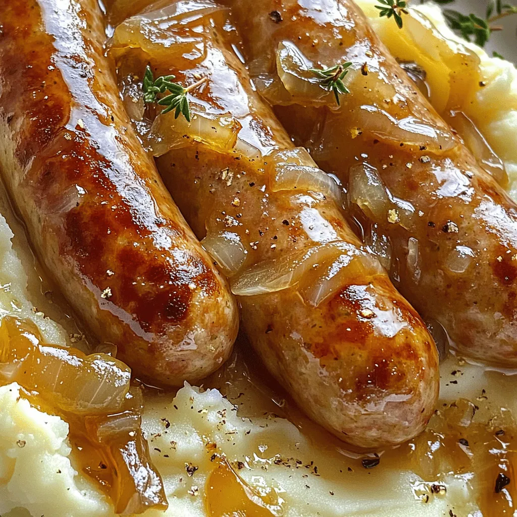 - 6 hochwertige Schweinswürste (z.B. Bratwürste oder Cumberlands) - 1 kg mehligkochende Kartoffeln, geschält und gewürfelt