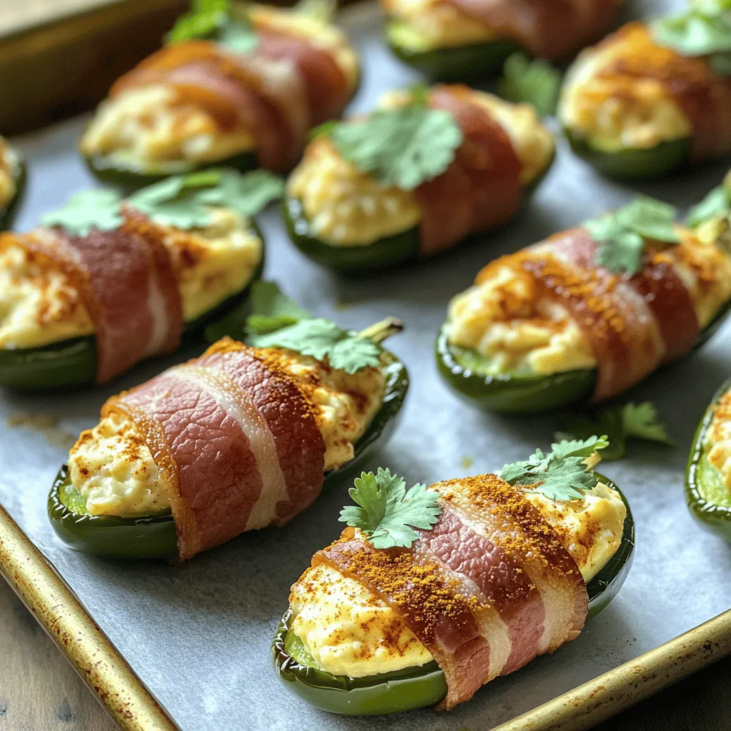 - 12 Scheiben Bacon - 12 kleine Jalapeños, halbiert und entkernt - 1 Paket (226 g) Frischkäse, weich - 1 Tasse geriebener Cheddar-Käse - 2 Teelöffel Chipotle-Pulver - 1 Teelöffel Knoblauchpulver - ¼ Tasse frischer Koriander, gehackt - Salz und Pfeffer nach Geschmack Um diese köstlichen Spicy Chipotle Breakfast Pigshots zuzubereiten, brauchen wir ein paar Hauptzutaten. Zuerst nehmen wir 12 Scheiben Bacon. Der Bacon gibt einen tollen Geschmack und macht die Pigshots knusprig. Dann benötigen wir 12 kleine Jalapeños. Diese müssen halbiert und entkernt werden, damit die Füllung gut hineinpasst. Als Nächstes kommt der weiche Frischkäse. Er sorgt für eine cremige Textur und einen tollen Geschmack. Die Gewürze sind ebenso wichtig. Eine Tasse geriebener Cheddar-Käse bringt einen würzigen Biss. Das Chipotle-Pulver gibt den Pigshots die richtige Schärfe. Fügen Sie auch einen Teelöffel Knoblauchpulver hinzu, um das Aroma zu verstärken. Für die Garnierung verwenden wir ¼ Tasse frischen Koriander, der frisch und grün ist. Er sieht nicht nur toll aus, sondern schmeckt auch gut. Vergessen Sie nicht, Salz und Pfeffer nach Geschmack hinzuzufügen. Diese Zutaten machen die Pigshots noch besser. Das ist alles, was Sie brauchen! Es ist einfach und macht Spaß, diese Pigshots zuzubereiten. Wenn Sie die vollständige Anleitung benötigen, schauen Sie sich das [Full Recipe] an. Heize deinen Ofen auf 200 °C vor. Lege ein Backblech mit Backpapier aus. Das hilft beim Reinigen. In einer großen Schüssel vermische den weichen Frischkäse, den geriebenen Cheddar-Käse, Chipotle-Pulver, Knoblauchpulver, Zwiebelpulver, geräuchertes Paprika-Pulver, sowie Salz und Pfeffer. Mische alles gut. Du willst eine glatte Käsesauce haben. Nimm jede Jalapeño-Hälfte und fülle sie mit der Käsesauce. Nutze einen Löffel oder einen Spritzbeutel, um es einfacher zu machen. Wickel dann jede gefüllte Jalapeño mit einer Scheibe Bacon ein. Achte darauf, dass die Füllung gut gesichert ist. Wenn nötig, benutze einen Zahnstocher. So bleibt der Bacon an Ort und Stelle. Lege die mit Bacon umwickelten Jalapeños auf das Backblech. Achte darauf, dass die Schnittfläche nach oben zeigt. Backe die Pigshots für 20-25 Minuten. Der Bacon sollte knusprig und goldbraun sein. Nach dem Backen nimm das Blech aus dem Ofen und lass die Pigshots kurz abkühlen. Garniere sie mit frischem, gehacktem Koriander und serviere sie warm. So schmecken sie am besten. Für das komplette Rezept besuche die Seite mit dem Full Recipe. Um den Bacon perfekt knusprig zu machen, stelle den Ofen auf 200 °C (400 °F) ein. Die optimale Backzeit für die Pigshots liegt bei 20 bis 25 Minuten. Achte darauf, dass der Bacon schön goldbraun ist. Wenn du dickeren Bacon wählst, verlängert sich die Backzeit. Dünner Bacon wird schneller knusprig, also behalte ihn im Auge. Wähle hochwertigen Bacon für den besten Geschmack. Bio-Bacon hat oft mehr Geschmack. Achte auf Bacon ohne Zusatzstoffe. Das macht deine Pigshots noch gesünder. Du kannst die Füllung ganz nach deinem Geschmack anpassen. Statt Cheddar kannst du auch Gouda oder Feta verwenden. Probiere verschiedene Gewürze aus, wie Pfeffer oder italienische Kräuter. Wenn du es milder magst, lass das Chipotle-Pulver weg oder reduziere die Menge. Für eine vegetarische Option nimm anstelle von Bacon Zucchini oder Auberginen. Fülle sie mit der gleichen Käsesauce. Das gibt dir eine leckere, fleischlose Variante. Die Pigshots passen gut zu vielen Beilagen. Serviere sie mit frischem Brot oder einem grünen Salat. Auch Dips wie Salsa oder Guacamole passen hervorragend dazu. Diese Snacks sind ideal für Partys oder als Vorspeisen. Denke daran, Pigshots bei Brunch-Partys anzubieten. Sie sind ein Hit bei jedem Frühstück oder Brunch. Du kannst sie auch als Snack für einen Filmabend servieren. Sie sind einfach lecker und kommen immer gut an. {{image_4}} Für mehr Geschmack können Sie verschiedene Gewürze hinzufügen. Zum Beispiel, probieren Sie Kreuzkümmel oder Cayennepfeffer. Diese geben den Pigshots einen anderen Kick. Sie können auch schärfere Chilischoten verwenden. Habaneros oder Serrano-Chilis erhöhen die Schärfe. Achten Sie darauf, die Menge anzupassen, damit es nicht zu scharf wird. Eine süße Note macht die Pigshots besonders. Kombinieren Sie sie mit BBQ-Sauce oder Honig. Die Süße passt perfekt zur Schärfe der Jalapeños. Experimentieren Sie auch mit verschiedenen Käsesorten. Gouda oder Blauschimmelkäse bringen neue Aromen. Diese Variationen machen die Pigshots noch interessanter. Nutzen Sie saisonale Zutaten für Ihre Pigshots. Im Herbst sind Kürbis und Süßkartoffeln toll. Diese machen die Füllung herzhaft und reichhaltig. Im Sommer können Sie frische Kräuter oder Tomaten hinzufügen. Sie verleihen den Pigshots eine frische Note. Diese Anpassungen machen das Gericht das ganze Jahr über lecker. Die Pigshots sind im Kühlschrank für bis zu drei Tage haltbar. Lagern Sie sie in einem luftdichten Behälter. So bleiben sie frisch und lecker. Um Pigshots einzufrieren, lassen Sie sie zuerst abkühlen. Wickeln Sie jede Portion in Frischhaltefolie. Legen Sie sie dann in einen Gefrierbeutel. So bleiben sie bis zu drei Monate frisch. Wenn Sie die Pigshots aufwärmen möchten, nehmen Sie sie aus dem Gefrierfach. Lassen Sie sie im Kühlschrank über Nacht auftauen. Danach können Sie sie im Ofen bei 180 °C (350 °F) für etwa 15 Minuten aufwärmen. So werden sie wieder knusprig. Haben Sie Reste von den Pigshots? Sie können sie in einem Omelett verwenden. Einfach die Pigshots klein schneiden und mit Eiern mischen. Eine andere Idee ist, sie in einen Burrito zu packen. Auch als Beilage zu Salaten sind die Pigshots lecker. Kombinieren Sie sie mit frischem Gemüse und einem Dressing. Die Möglichkeiten sind endlos! Pigshots sind ein köstliches Gericht, das aus Jalapeños und Bacon besteht. Sie kommen ursprünglich aus den USA. Diese leckeren Snacks sind sehr beliebt bei Grillpartys. Die Idee ist, Jalapeños mit einer würzigen Käsemischung zu füllen und sie dann mit Bacon zu umwickeln. Es gibt viele Variationen. Einige nutzen verschiedene Käsesorten oder Füllungen. Die Kombination aus dem rauchigen Bacon und der Schärfe der Jalapeños macht sie zu einem Hit. Die Schärfe hängt von den Jalapeños ab. Diese Paprika haben eine mittlere Schärfe. Wenn du es milder magst, kannst du die Samen entfernen. Chipotle-Pulver fügt auch eine rauchige Schärfe hinzu. Wenn du mehr Schärfe willst, benutze mehr Chipotle. Du kannst die Menge nach deinem Geschmack anpassen. Eine gute Idee ist, die Füllung vor dem Füllen der Jalapeños zu probieren. So findest du die richtige Balance für dich. Ja, es gibt Alternativen zu Jalapeños. Du kannst auch süße Paprika verwenden, um es milder zu machen. Eine andere gute Wahl sind Poblano-Paprika. Diese sind etwas größer und weniger scharf. Du kannst sie auch leicht füllen. Eine weitere Option sind kleine Zucchini oder Champignons. Diese Gemüse geben einen neuen Geschmack und sind ebenfalls lecker. Experimentiere mit verschiedenen Gemüsesorten, um deinen perfekten Pigshot zu finden. Für das vollständige Rezept sieh dir die Anleitung an. Pigshots sind ein köstliches Gericht aus Bacon, Jalapeños und Frischkäse. Wir haben die Hauptzutaten, Zubereitungsschritte und Tipps besprochen. Mit Variationen und Lagerungshinweisen wird jede Mahlzeit zum besonderen Erlebnis. Experimentieren Sie mit der Füllung und passen Sie die Schärfe an. Diese Leckerei ist vielseitig und eignet sich für viele Anlässe. Genießen Sie Ihre eigenen Pigshots und teilen Sie die Freude mit Freunden und Familie!
