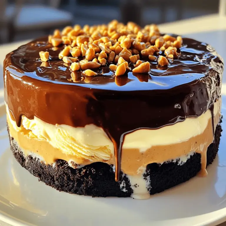 - 200g Oreo-Kekse - 100g ungesalzene Butter - 500ml Vanilleeiscreme - 250g Erdnussbutter - 400ml dicke Sahne - 200g dunkle Schokolade - 100g Puderzucker - ½ Teelöffel Vanilleextrakt - 1 Prise Salz - Gehackte Erdnüsse zur Garnierung