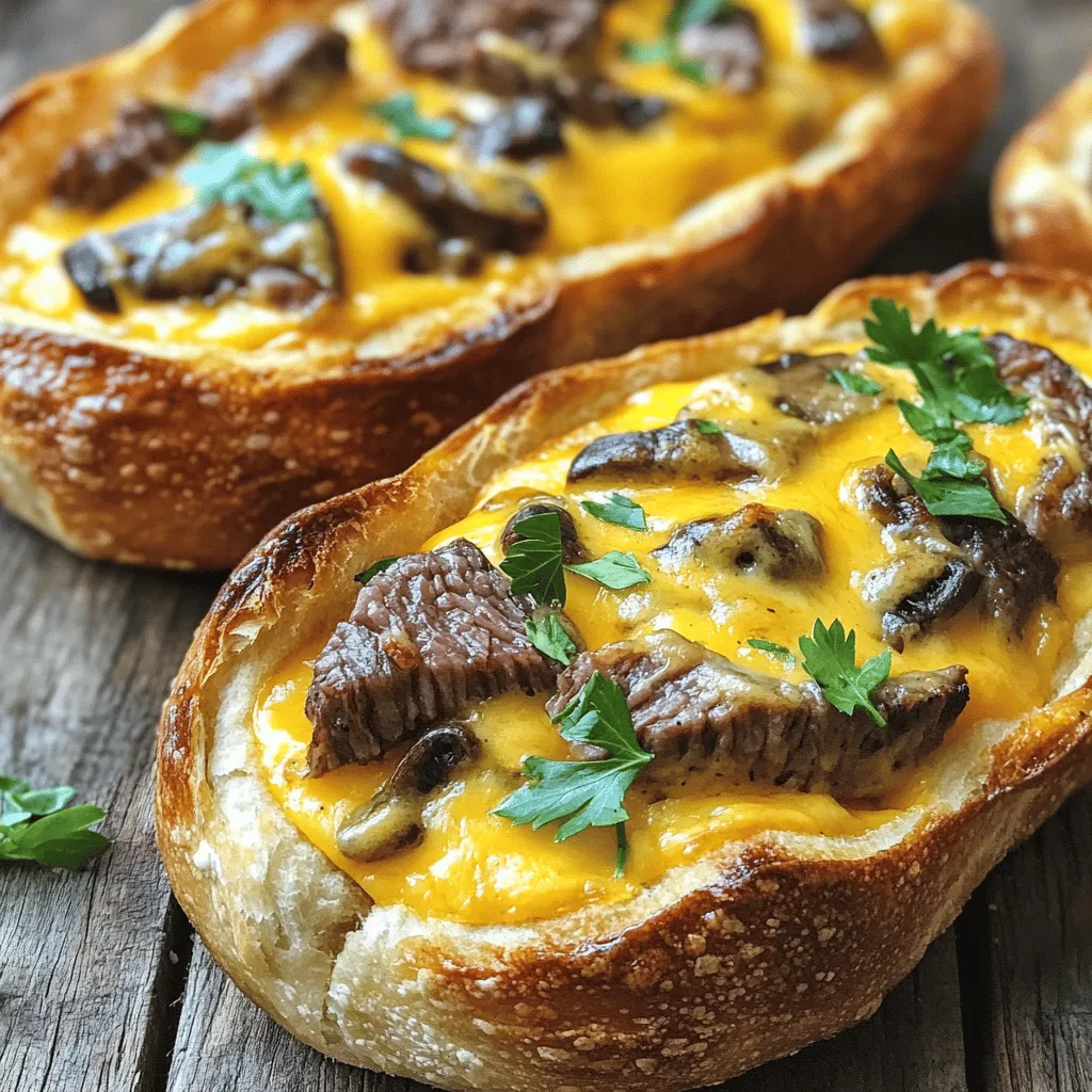 Für dieses Rezept benötigst du einige frische Zutaten. Sie sorgen für den besten Geschmack. Hier sind die Hauptzutaten: - 500 g Rindersteak, in kleine Stücke geschnitten - 1 Zwiebel, gehackt - 2 Knoblauchzehen, fein gehackt - 200 g Champignons, in Scheiben geschnitten - 200 g geriebener Käse (z.B. Cheddar oder Gouda) - 4 Brötchen oder ein großes Brot für die Füllung - 2 EL Olivenöl