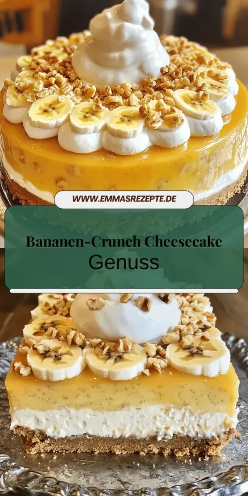 Entdecke das Rezept für einen traumhaften Banana Pudding Crunch Cheesecake, der einfach und lecker ist! Dieses Dessert vereint die köstlichen Aromen von Banane und Käsekuchen und ist perfekt für jeden Anlass. Mit einer knackigen Keksboden und einer cremigen Füllung zauberst du im Handumdrehen ein Dessert, das in Erinnerung bleibt. Klicke jetzt, um die vollständige Anleitung und alle Tipps zu erhalten und den perfekten Cheesecake zu kreieren!