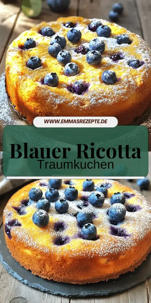 Entdecke den köstlichen Blueberry Ricotta Frühstückskuchen, der jedes Frühstück besonders macht! Mit frischen Blaubeeren und cremigem Ricotta ist dieser Kuchen einfach zuzubereiten und unglaublich saftig. In nur 80 Minuten hast du eine köstliche Leckerei, die perfekt für Brunch oder besondere Anlässe ist. Klick hier, um die vollständige Anleitung und alle Tipps zu entdecken, damit dein Kuchen ein voller Erfolg wird!